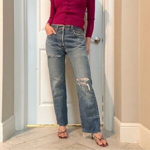 Vintage Levis 501 Ripped Straight Leg Jeans